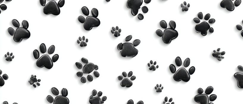 The playful arrangement of black paw prints on a white background photo
