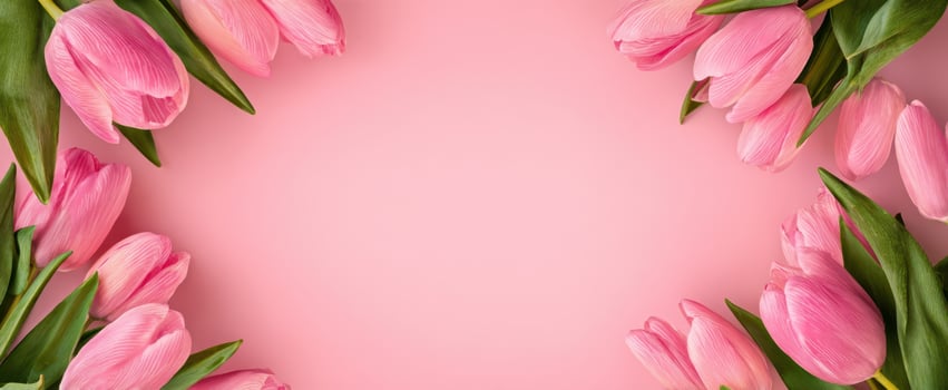 The beautiful pink tulips surrounded by a soft pastel background. photo