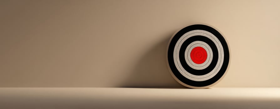 The target standing against a minimalist background representing focus and achievement. photo