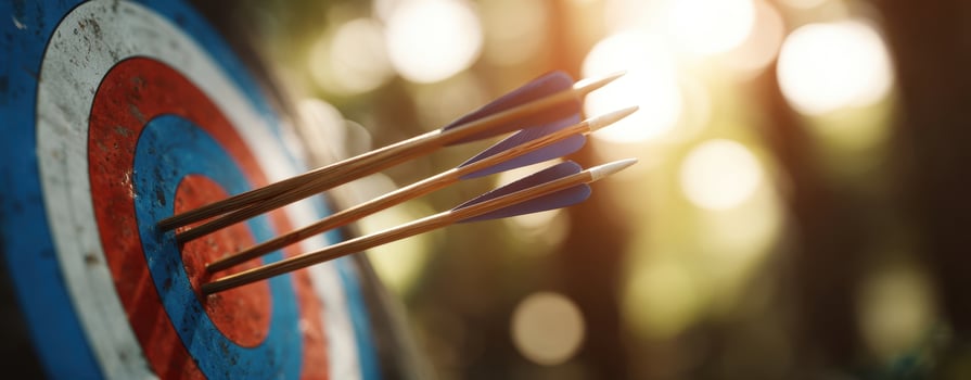 The vibrant archery target with arrows embedded, showcasing precision and focus. photo