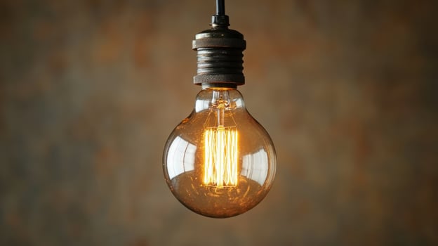 Vintage Edison bulb, warm light photo