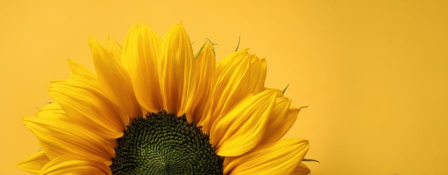 The vibrant sunflower with a striking yellow backdrop showcasing its natural beauty. photo