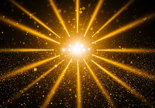 Bright light rays emanate, spreading outward, bursting with energy and glow photo