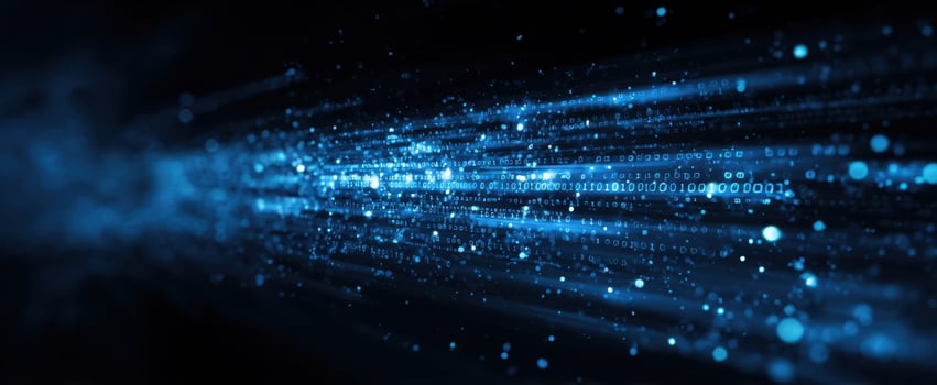 The Floating Blue Light Trail Representing Digital Transformation and Data Flow photo