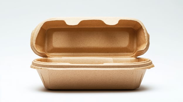 An empty takeout container with a lid on a white background photo