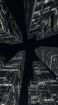 Night Metropolis A Striking Perspective of Illuminated Skyscrapers photo