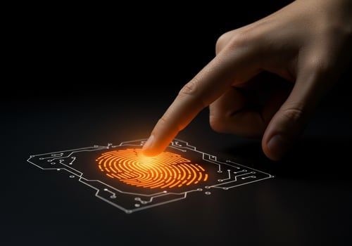 Finger scans modern fingerprint technology background for security and access photo
