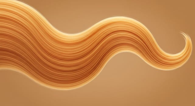 Flowing Golden Hair Strand on a Neutral Background photo