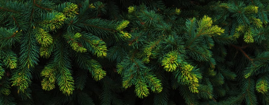 The vibrant green pine branches showcasing lush natural beauty. photo