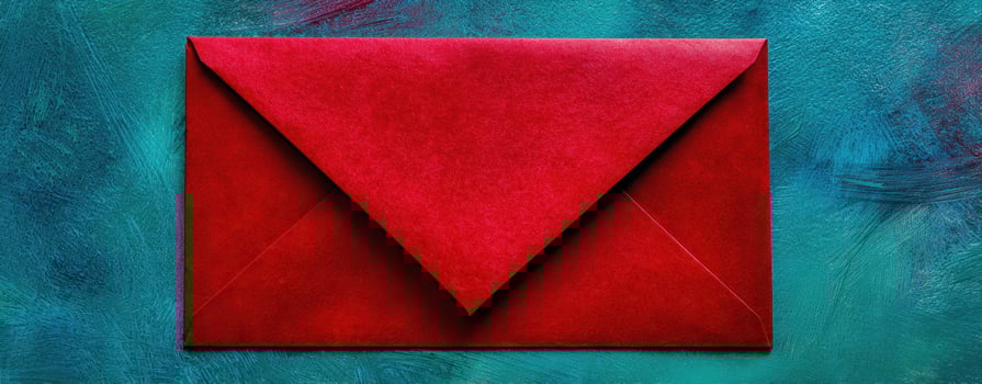 The striking red envelope resting on a vibrant textured background. photo