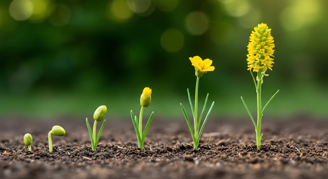 A group of yellow flowers growing in the ground photo