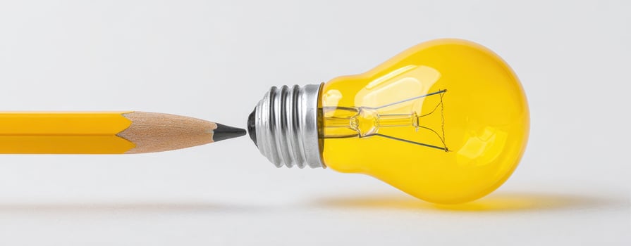 The pencil and lightbulb representing creativity and innovative thinking. photo
