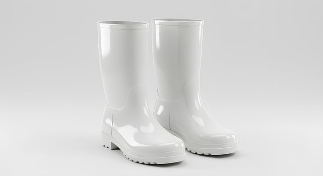 Blank, empty rain boots mockup, front and angled view, 3d rendering, Isolated kid swear branding, footwear bundle template. photo