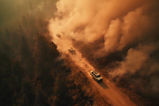 Aerial View of Burnt Forest After Wildfire - Scorched Earth and Recovery photo