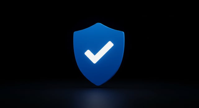 Security shield confirmation for cybersecurity, safe data assurance, and protection photo