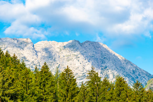 Alpine mountain and hill landscape panorama view in Salzburg Austria. photo