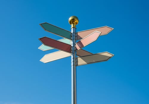 A pole with a bunch of signs on it photo