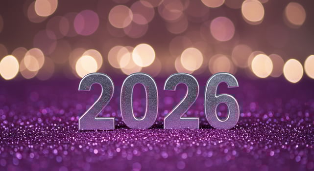 Silver '2026' on glitter, bokeh background, symbolizing the year's promise photo