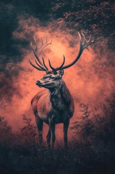 Majestic deer in a mystical forest photo