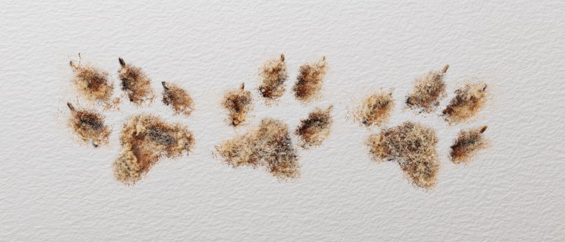 The unique arrangement of animal pawprints on textured surface. photo