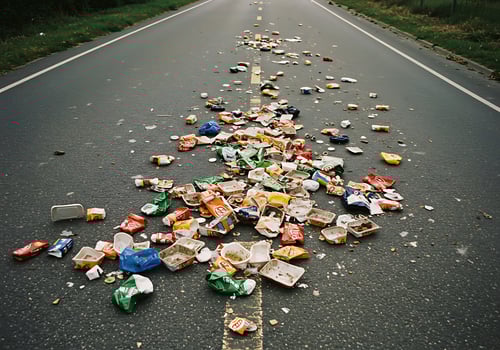 A road with trash on it photo