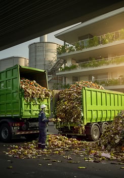 A man loading garbage into a truck photo