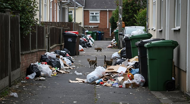 A cat walking down a street photo