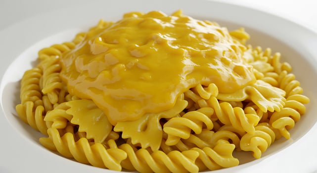 A white plate with a bowl of macaroni and cheese photo