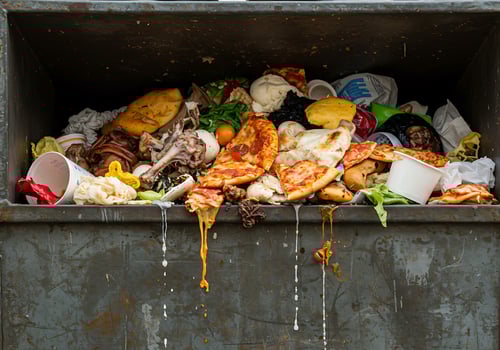 A trash can full of food photo