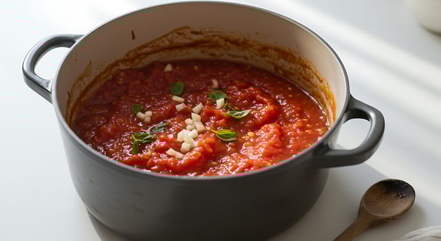 Tomato sauce in a pot photo