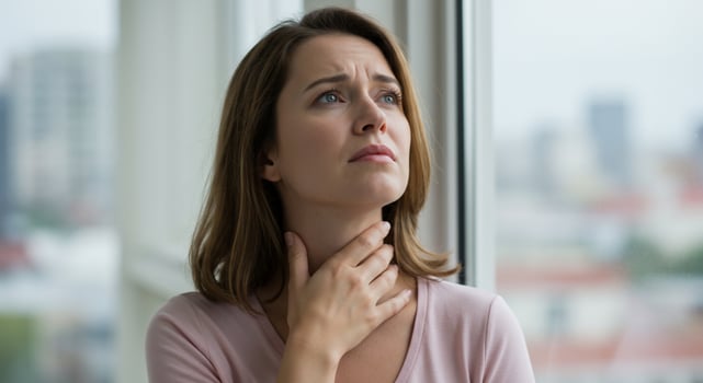A woman with a sore throat photo