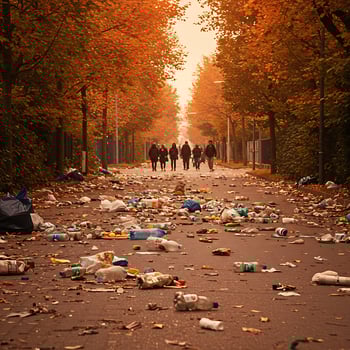 A street with trash on it photo
