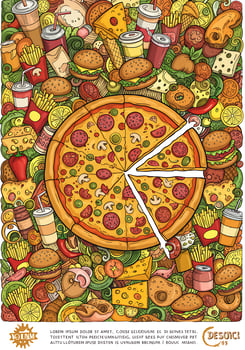 A pizza with many different foods on it photo
