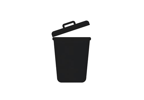 A black trash can icon on a white background photo