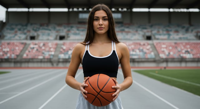 Young Female Basketball Player in a Stadium photo
