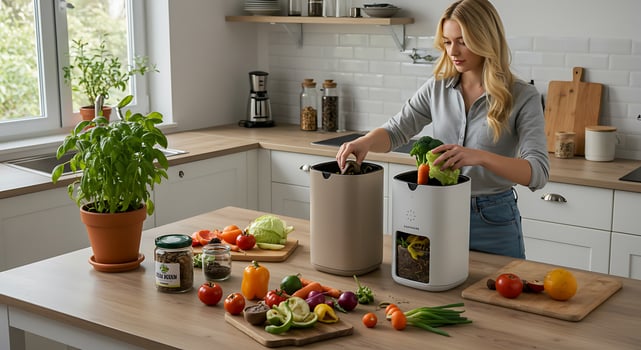 A woman is preparing vegetables in a kitchen photo