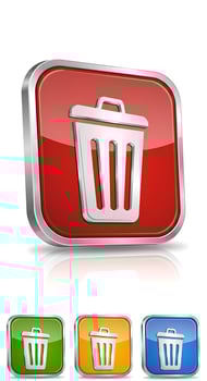 A set of four colorful icons with a trash can photo