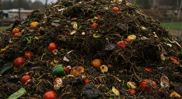 A pile of compost with many different types of vegetables photo