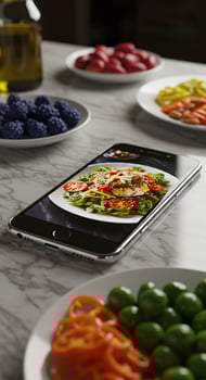 A table with a phone on it photo