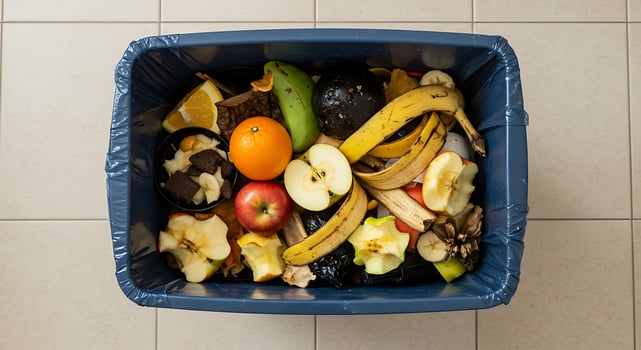 A blue trash can photo