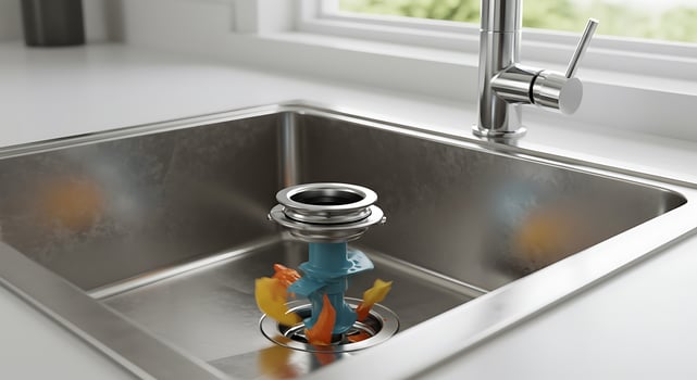 A sink with a drain and a sink faucet photo