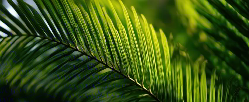 The Lush Green Leaves of a Tropical Palm Illuminated by Soft Sunlight photo