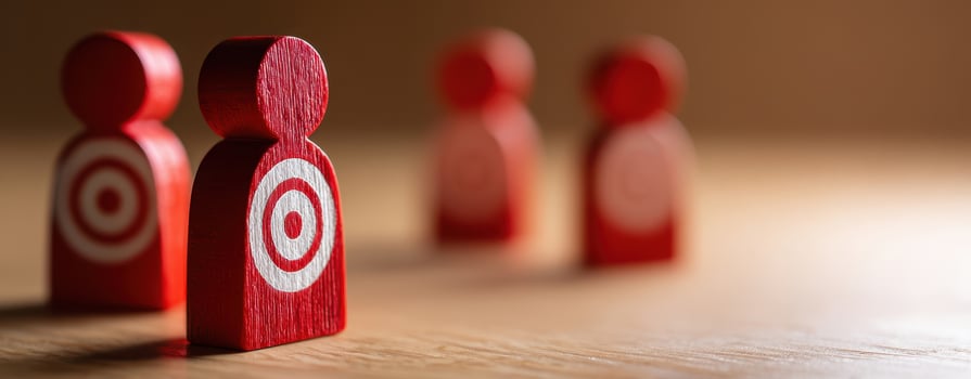 The red target figures symbolizing focus and strategy in business objectives photo