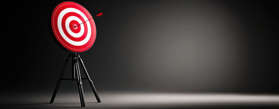 The target with an arrow hitting the center, symbolizing success and achievement. photo