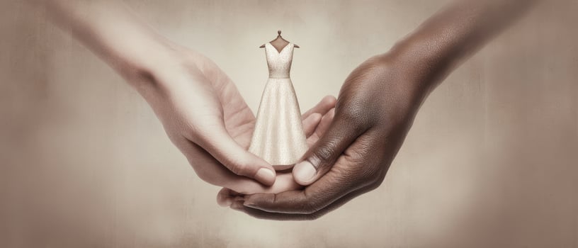 The Hands Holding a Beautiful Dress Representing Unity and Diversity in Fashion photo