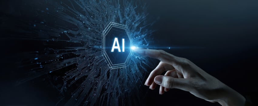 The hand reaching out to engage with artificial intelligence technology. photo