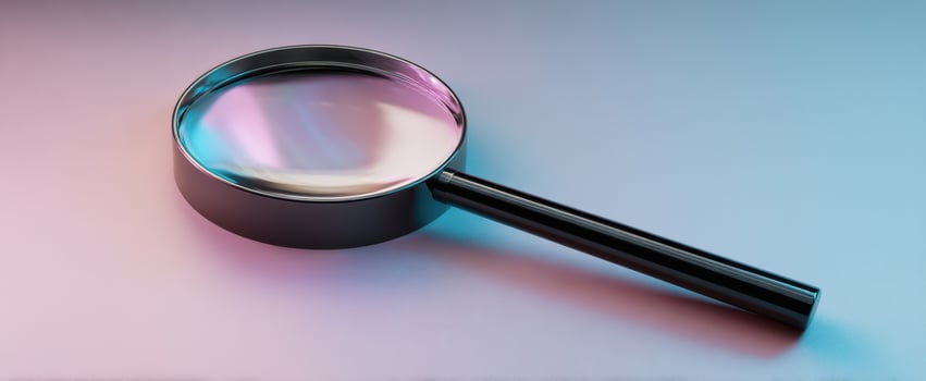 The Magnifying Glass on a Smooth, Colorful Surface for Exploration and Analysis photo