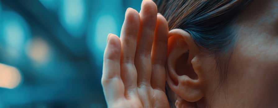 The Close-Up of Listening Ear Engaging with Surrounding Sounds photo