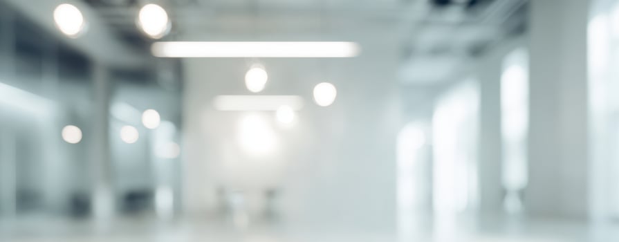 The modern office space with abstract lighting and minimalist design. photo
