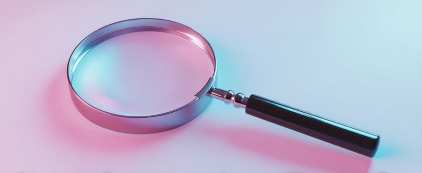 The magnifying glass highlighting exploration and discovery in modern design. photo